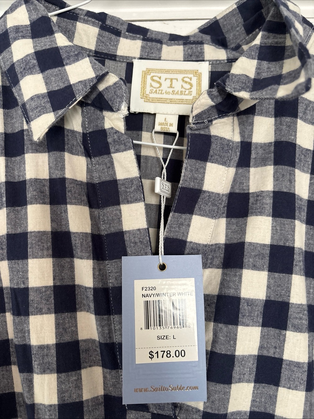 Sail to Sable Navy and White Gingham Short Sleeve Dress - Picture 5 of 5